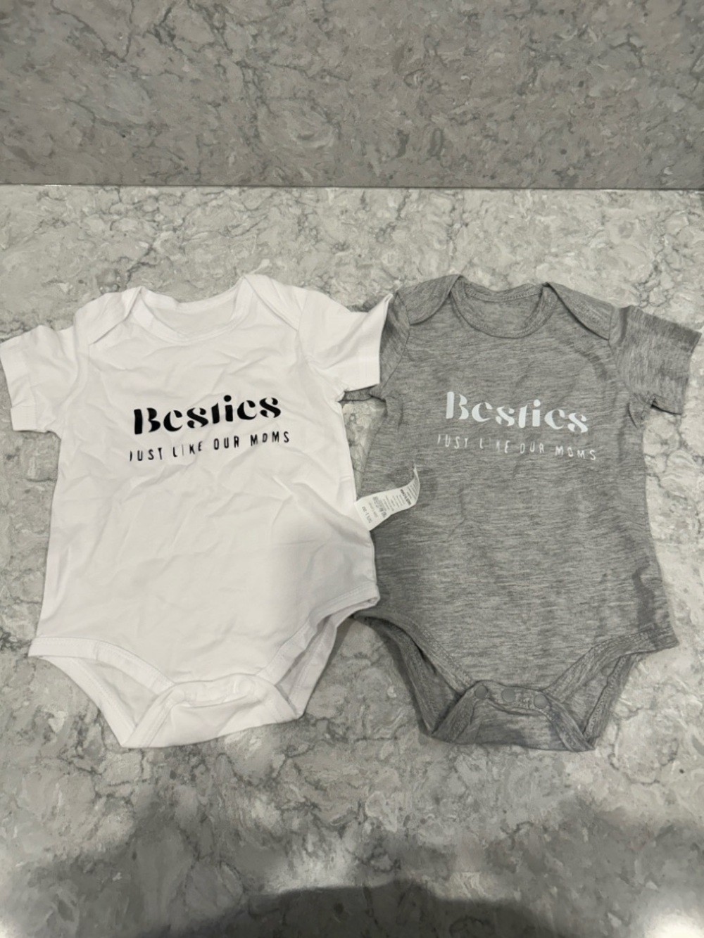 Unbranded Kids One-Piece Bodysuit Set in White and Gray - Besties